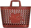 Etro Perforated Leather Shopping Bag In Leather Brown