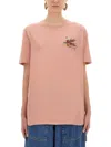 Etro Regular Fit T-shirt With Intricate Pegasus Graphic In Pink