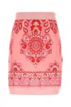 Etro Knit-trimmed Silk Mini Skirt In Pink