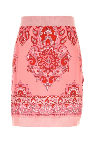 Etro Women Pink Cotton Blend Mini Skirt