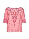 Etro Women Pink Paisley Print Stretch Jersey Top In Pink