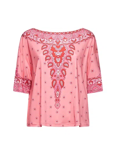 Etro Women Pink Paisley Print Stretch Jersey Top