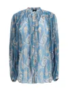 Etro Multicolor Silk Pattern Shirt In Blue