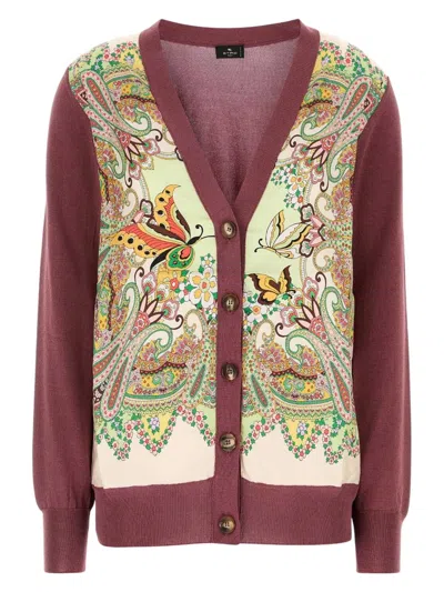 ETRO WOMEN'S PLUM COTTON BLEND CARDIGAN