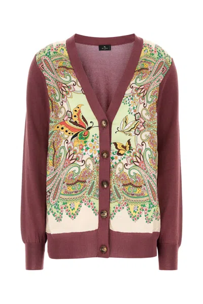 Etro Women Plum Cotton Blend Cardigan In ピンク