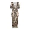 Etro Printed Tulle Midi Dress In Pink & Purple