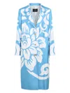 Etro Printed Silk Coat In Blue