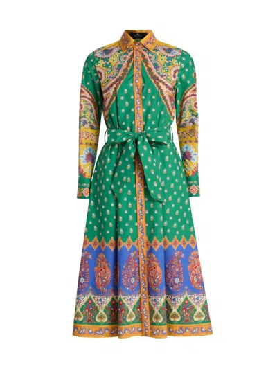 Etro Women's Printed Cotton Belted Shirtdress In Multi