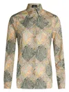 Etro Printed Popeline Shirt With Patchwork Paisley Print In Yellow