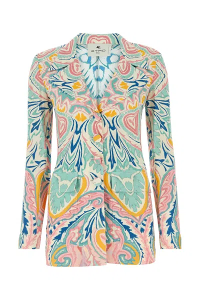 Etro Patterned Blazer In Viscose Crepe In Multicolor