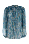 Etro Multicolor Silk Pattern Shirt In Blue