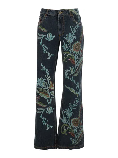 Etro Women Printed Denim In Multi