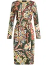 Etro Abstract Print Belted Midi Dress In Multi