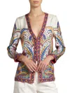 Etro Floral-print Silk Jacket In Print Floral White