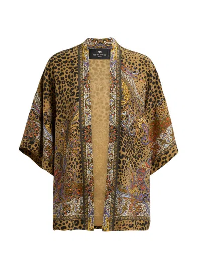 Etro Women's Printed Silk Kesa Jacket In Brown
