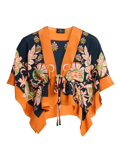 Etro Women's Printed Silk Poncho In Multi