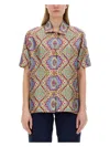 Etro Printed Silk Short Sleeve Bowling Shirt In Multicolour