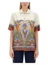 Etro Silk Shirt With Collared Neck And Print In Multicolour
