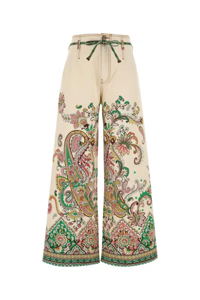 Etro Women Printed Stretch Denim Wide-leg Jeans
