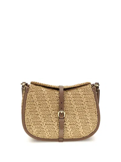 Etro Women Raffia Crochet Pony Shoulder Bag In Brown