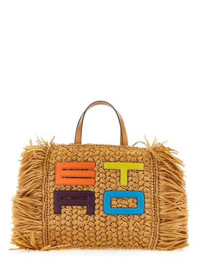 Etro Women's Raffia Tote Bag In Brown