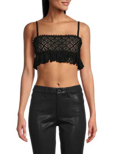 Etro Women's Ruffled Crochet Bralette In Black