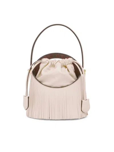 Etro Women's Saturno Fringed Leather Bucket Bag In Neutral