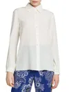 Etro Scallop-trim Crepe De Chine Shirt In Natural White