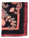 Etro Satin Floral Rectangular Scarves In Red
