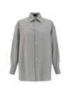 Etro Floral Jacquard Oversized Shirt With Asymmetrical Hem In Blue