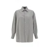 Etro Floral Jacquard Oversized Shirt With Asymmetrical Hem In Light Blue