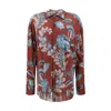 Etro Bordeaux Shirt With All-over Paisley Motiv In Multicolor