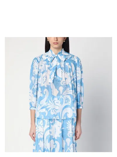 ETRO WOMEN'S SHIRT WITH BOW AND WHITE/BLUE PAISLEY PRINT | SIZE 44 | WRJA008799SA5I2