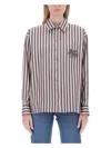 Etro Pegaso-embroidered Striped Shirt In Pink