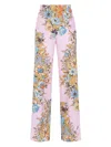 Etro Floral High-rise Silk Wide-leg Pants In Pink & Purple
