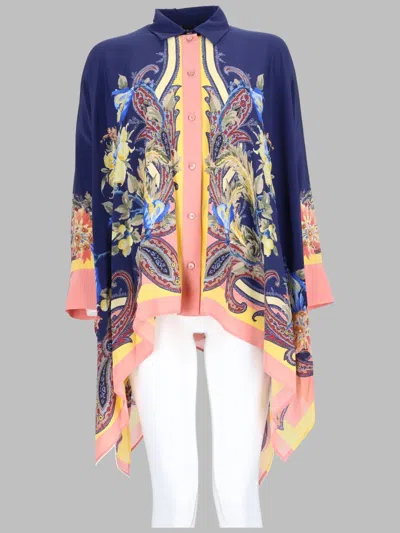 Etro Floral Beachwear Draped Open Front Coverup In Multi