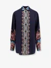Etro Paisley Print Crepe De Chine Long-sleeved Shirt In Blue