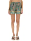 Etro Paisley Silk Shorts With Intricate Hem Detailing In Multicolor