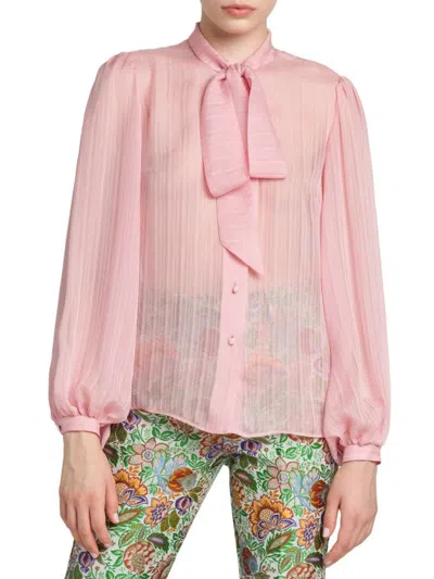 Etro Women's Silk Tie-neck Blouse In Powder Pink