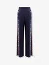 Etro Floral Print Silk Trousers In Blue