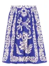 Etro Blue-white Paisley Midi Skirt