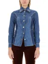 Etro Denim Design Slim Fit Shirt In Blue