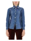 Etro Denim Design Slim Fit Shirt In Blue