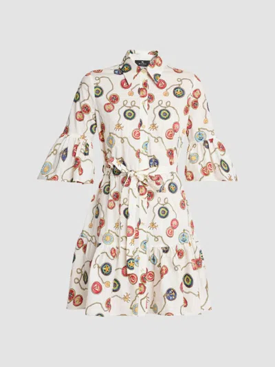 Etro Women's Status Printed Poplin Cotton Mini Dress In White