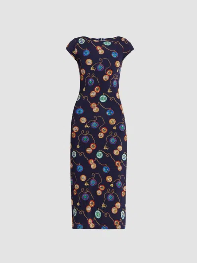 Etro Women's Status Printed Sheath Midi Dress In Blue