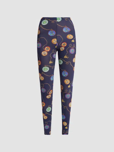 Etro Women's Status Printed Stretch Leggings In Blue Multicolor