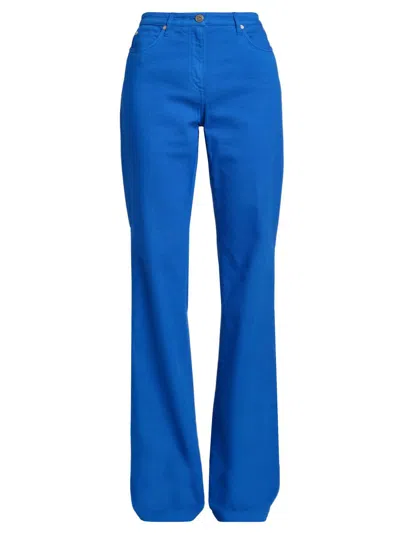 Etro Women's Stretch Cotton Bootcut Pants In Blue