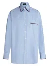 Etro Striped Long-sleeved Shirt In Azure