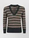 Etro Women's Striped Long Sleeve Knit Top In Green