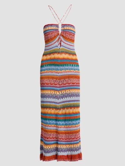 Etro Women's Striped Pointelle Knit Midi Dress In Multi